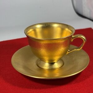 Vintage Pickard Gold Encrusted Rose Daisy 689 Tea Cup and Saucer